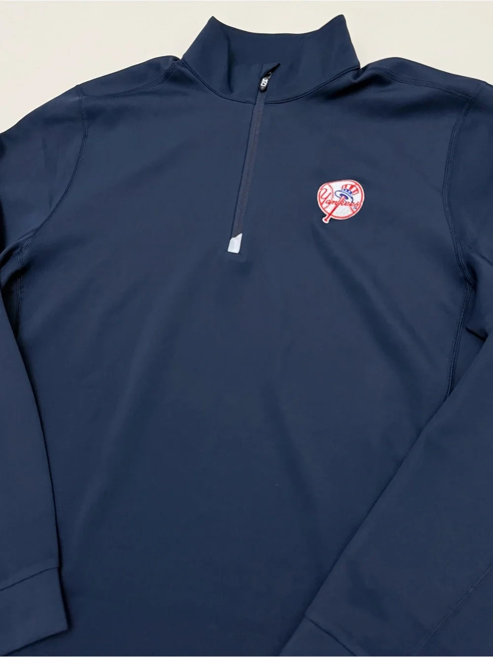Cutter & Buck Navy Quarter-Zip Pullover with New York Yankees Embroidered Patch